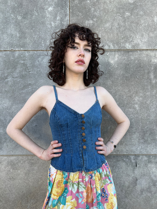 70s Denim Cropped Top, Tracy Petites