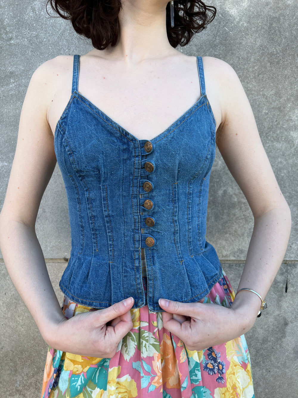70s Denim Cropped Top, Tracy Petites