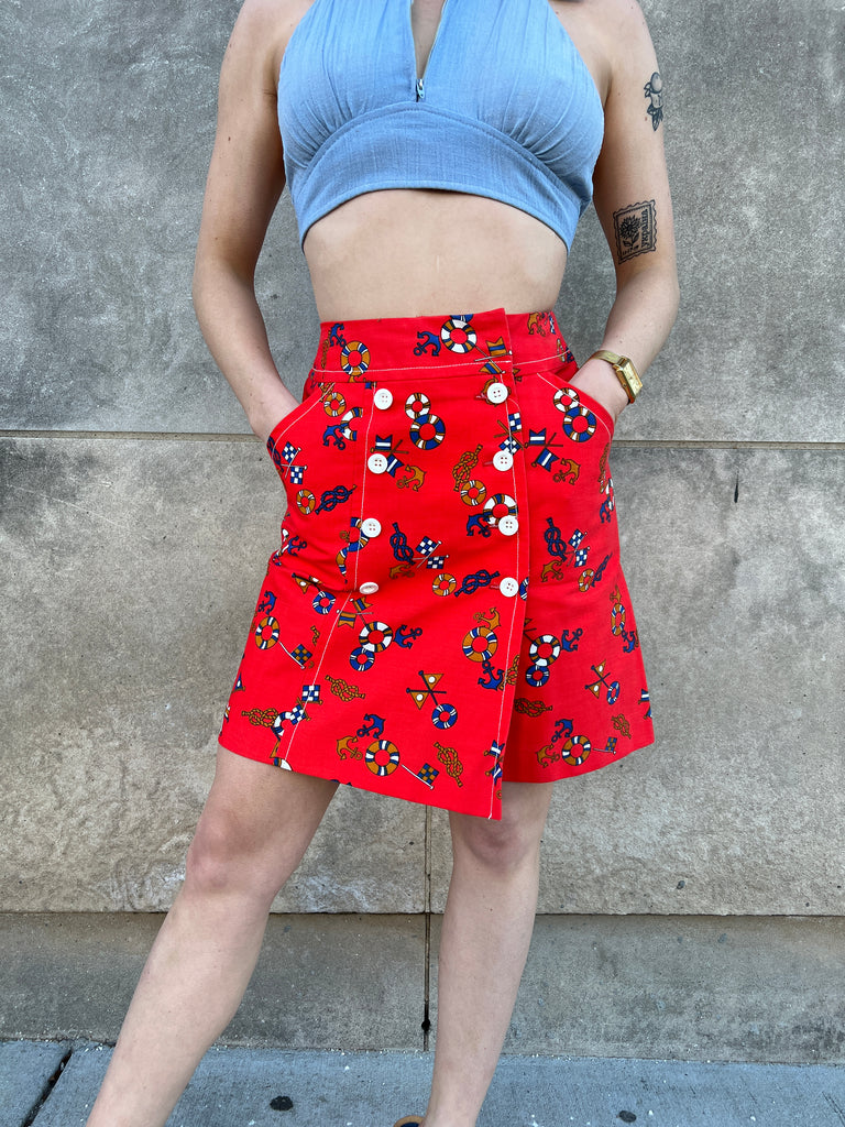 スカート MARINE SERRE Women Mini Skirts 25PWSK070ACWOV0060 RD10 RED Leather-trimmed jacquard miniskirt in red - Marine Serre
