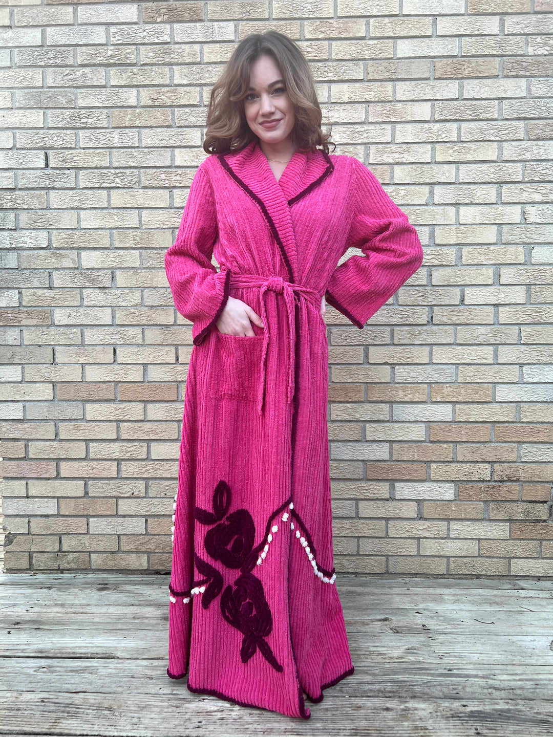 50s Pink Chenille Robe