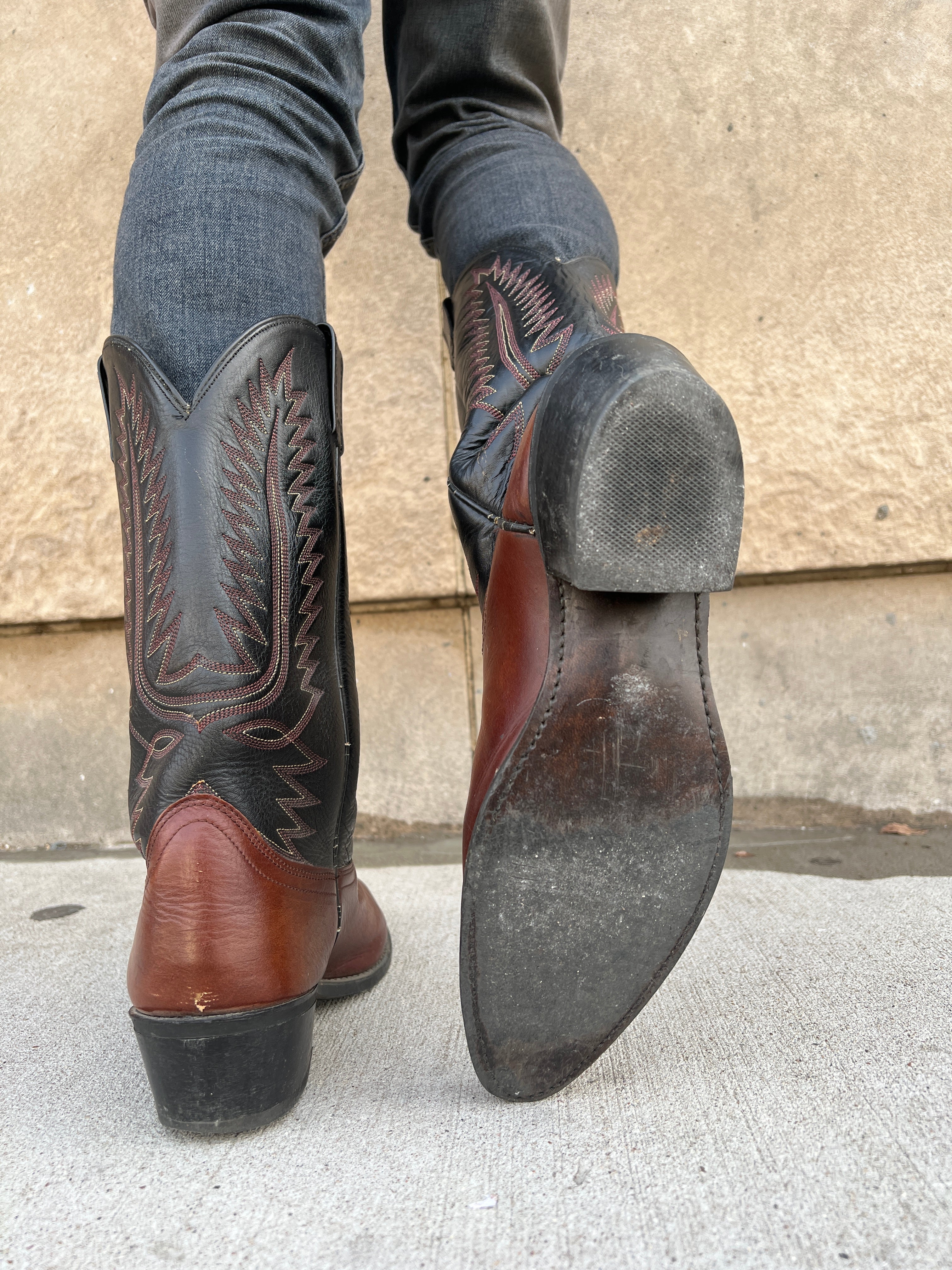 Black and outlet brown cowboy boots