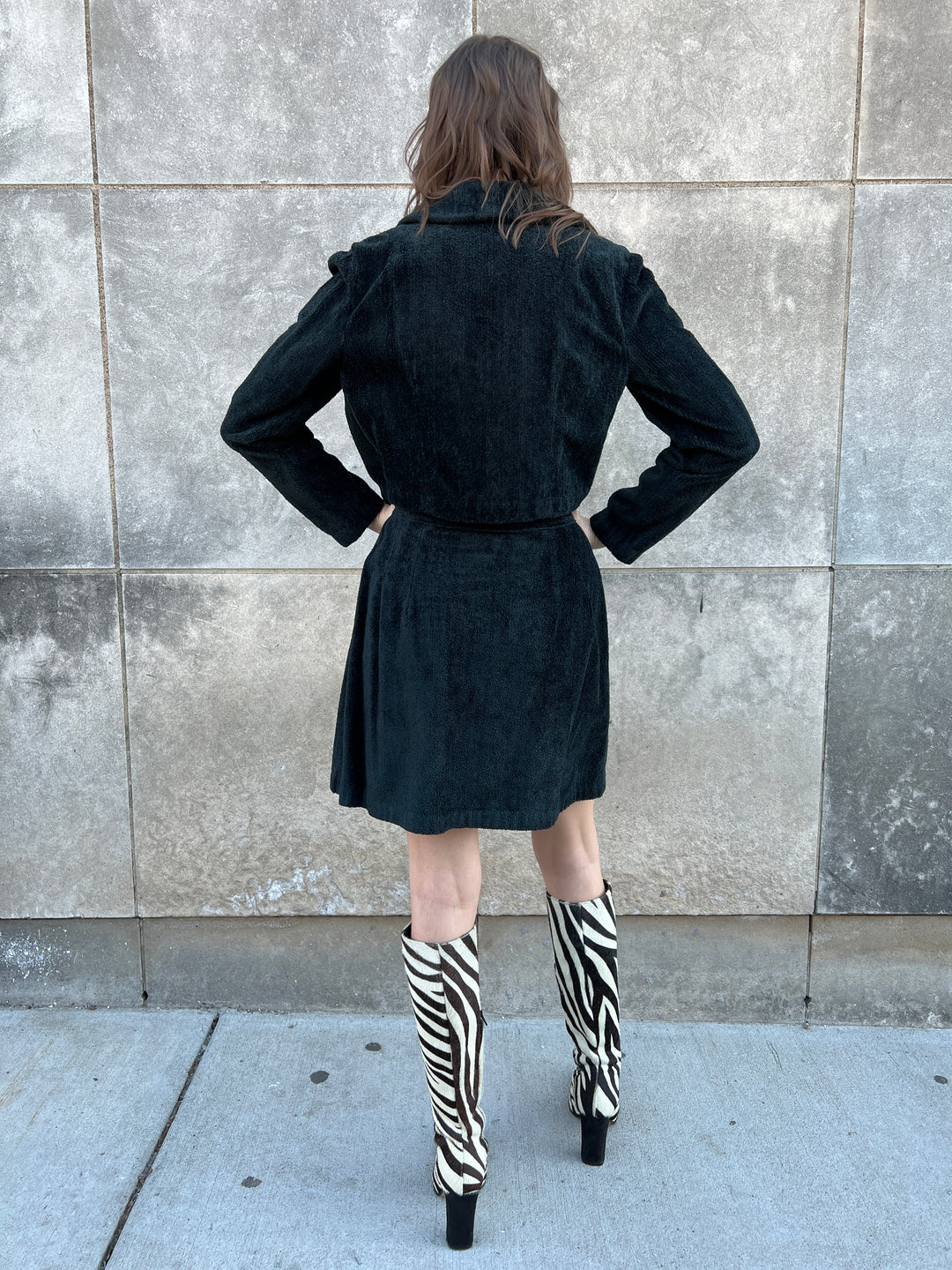 60s Black Jacket Skirt Set