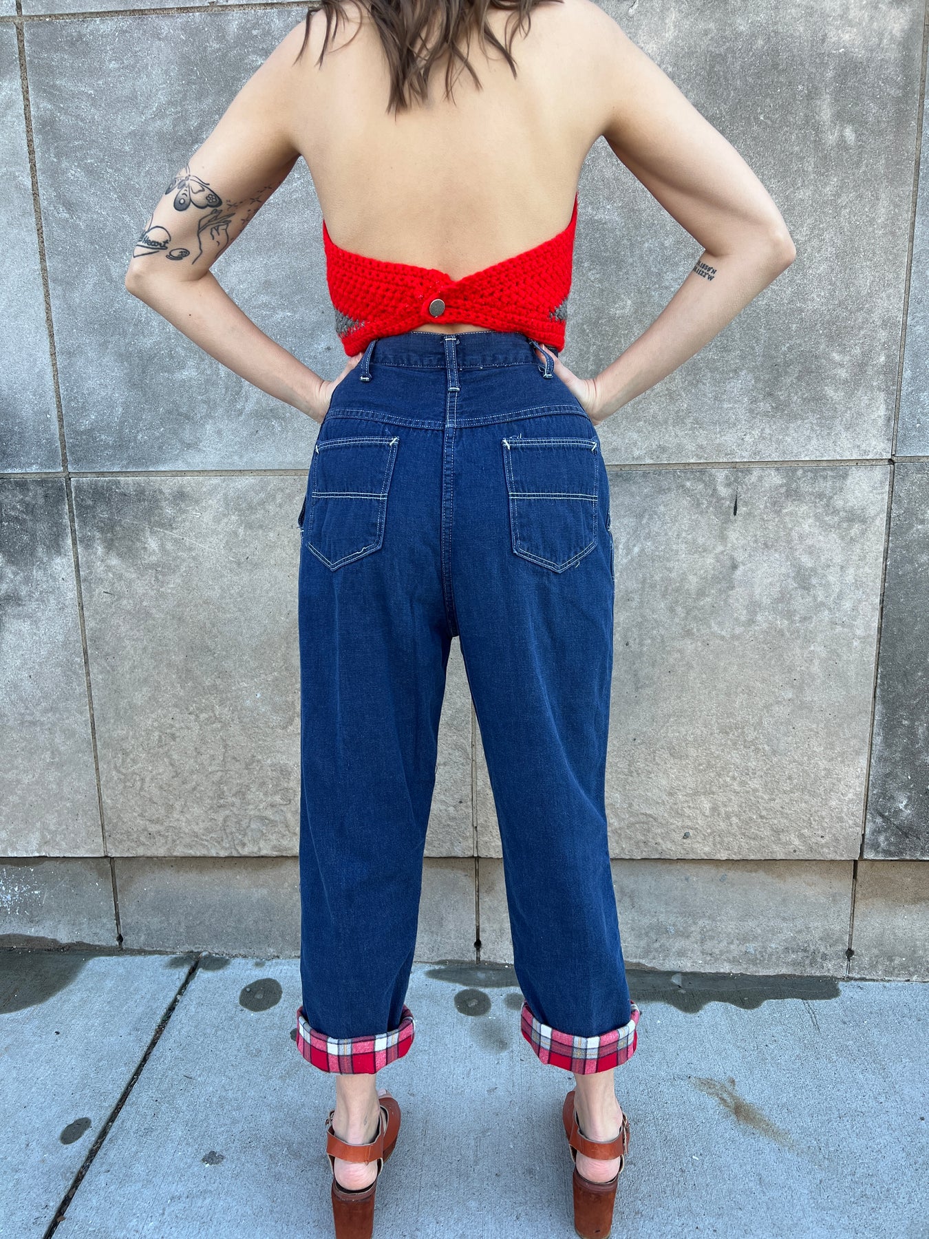 40s/50s Denim Jeans, Flannel Lined, Side Zipper in Pocket – The