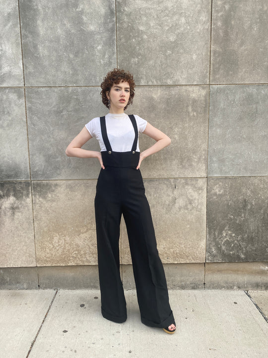 70s Black Polyester Jumpsuit