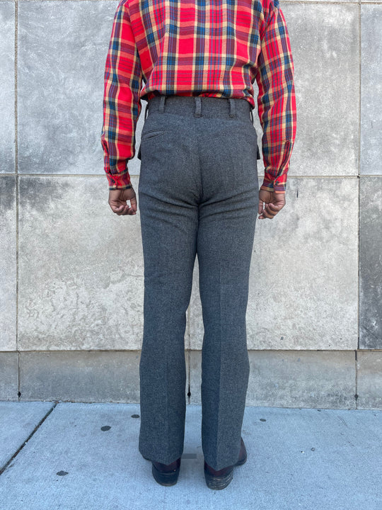 Mens vintage 70s Gray Wool Bell Bottom Pants