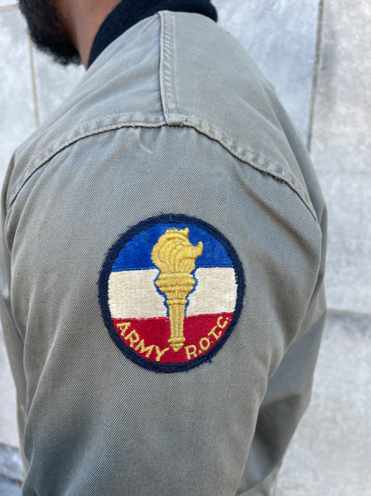 Close-up of the round ROTC patch on the sleeve