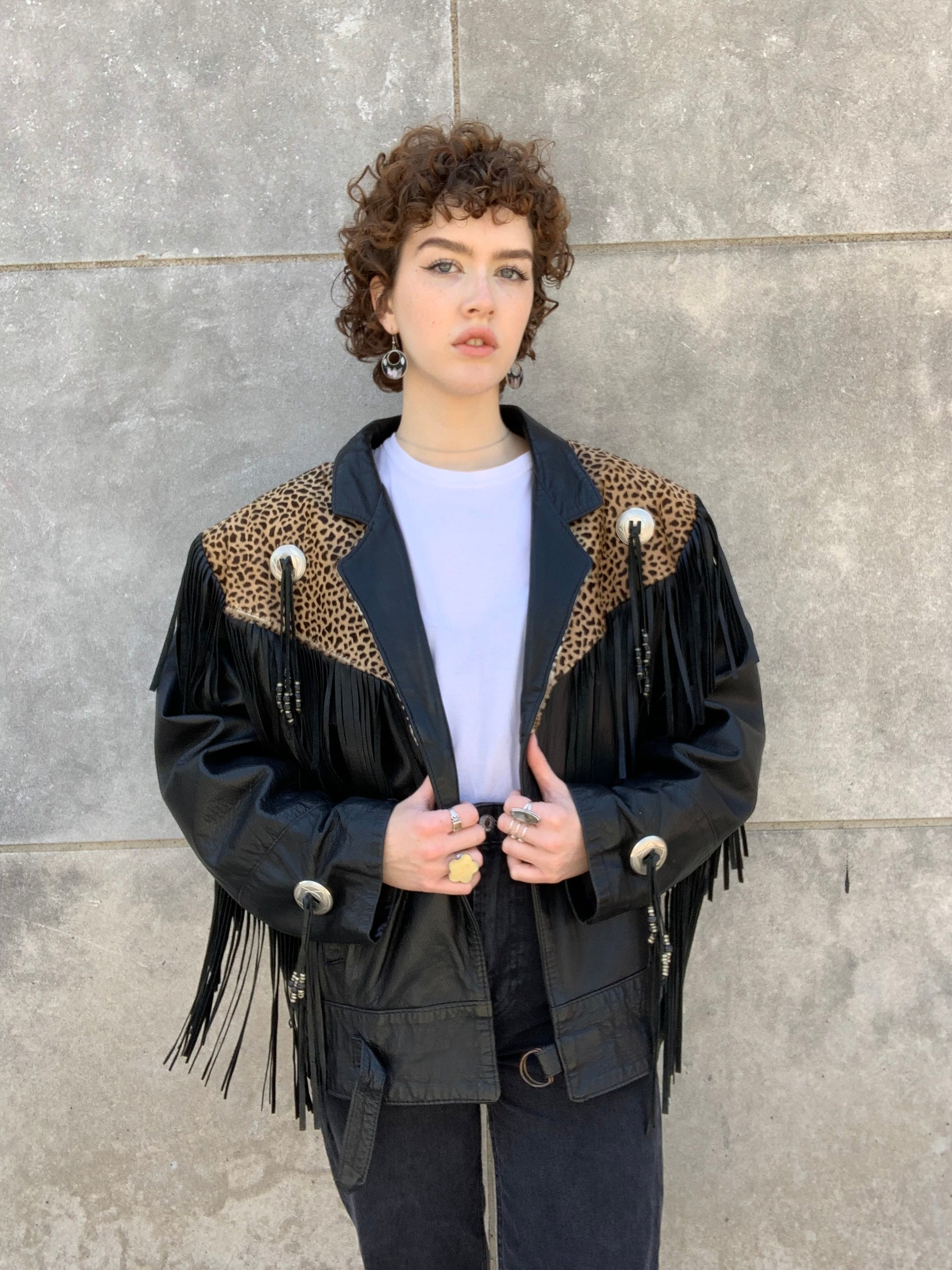 Black leather western jacket sale