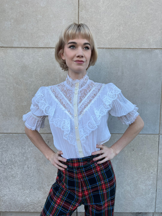 70s White Lace Prairie Blouse, Jessica's Gunnies