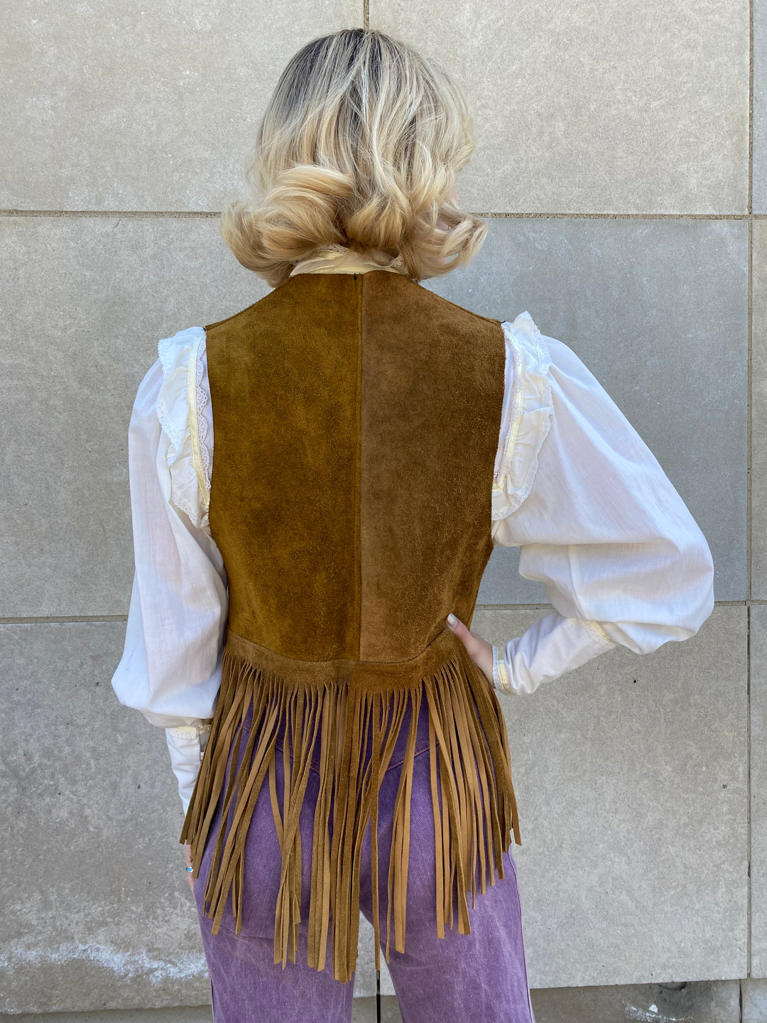 Vintage Brown Suede Leather Fringe Vest