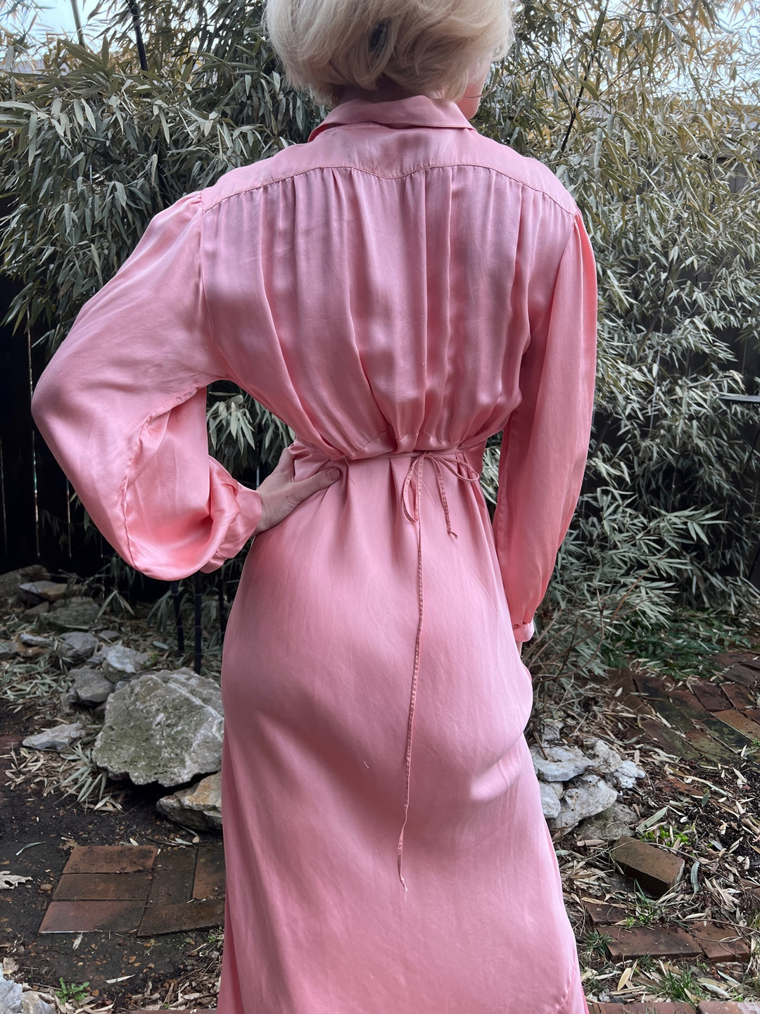 30s/40s Pink Satin Dress, Bias Cut