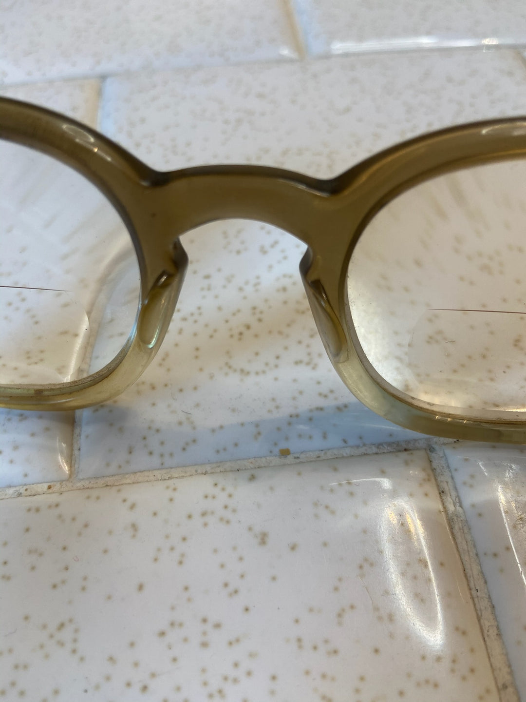 1950s Vintage Tan & Clear Vintage Eyeglasses