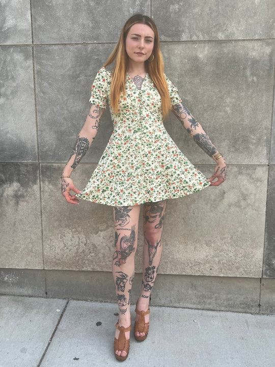 1970s Floral Mini Dress