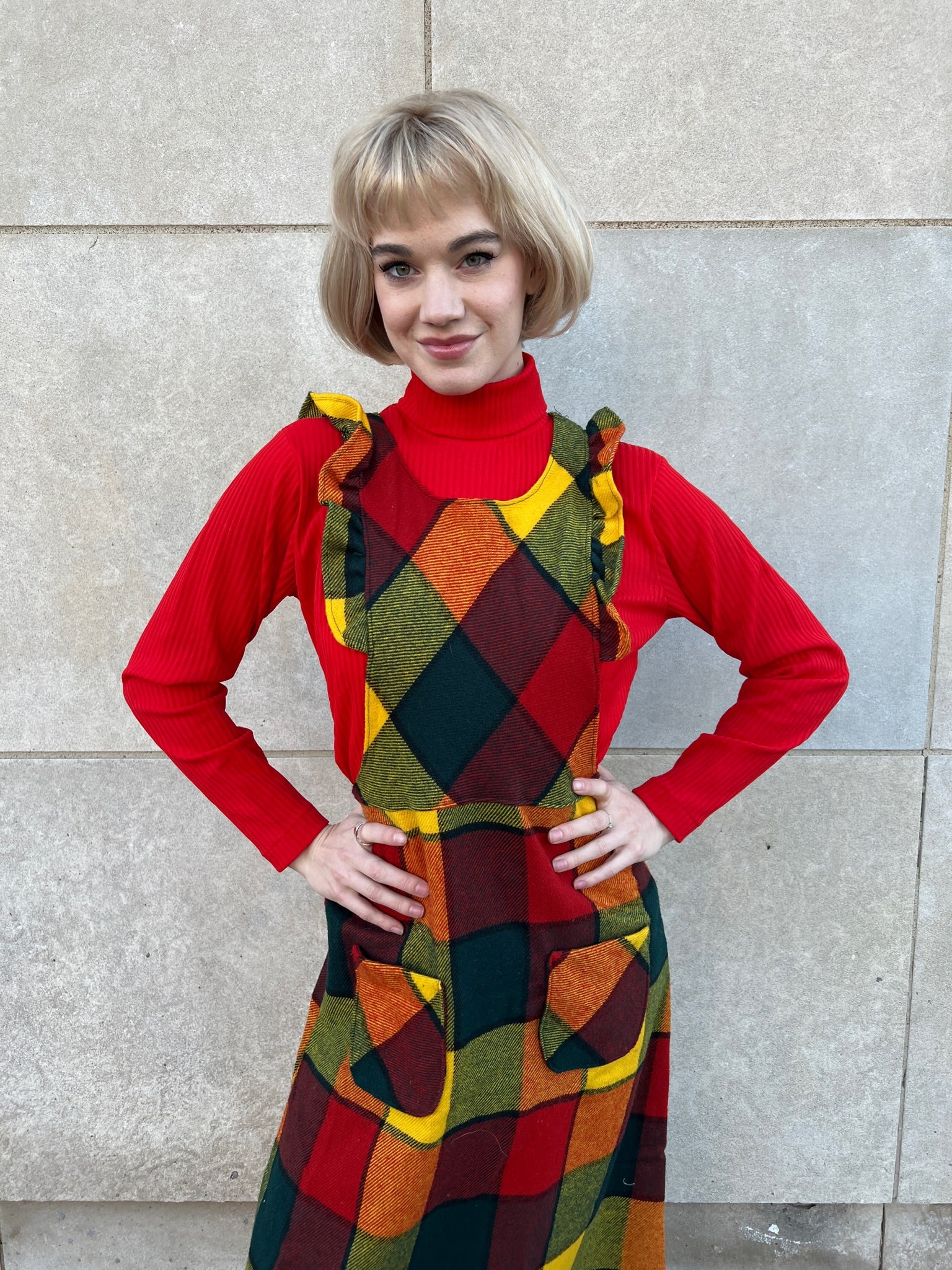 70s Red Plaid Wool Maxi Dress The Hip Zipper Nashville