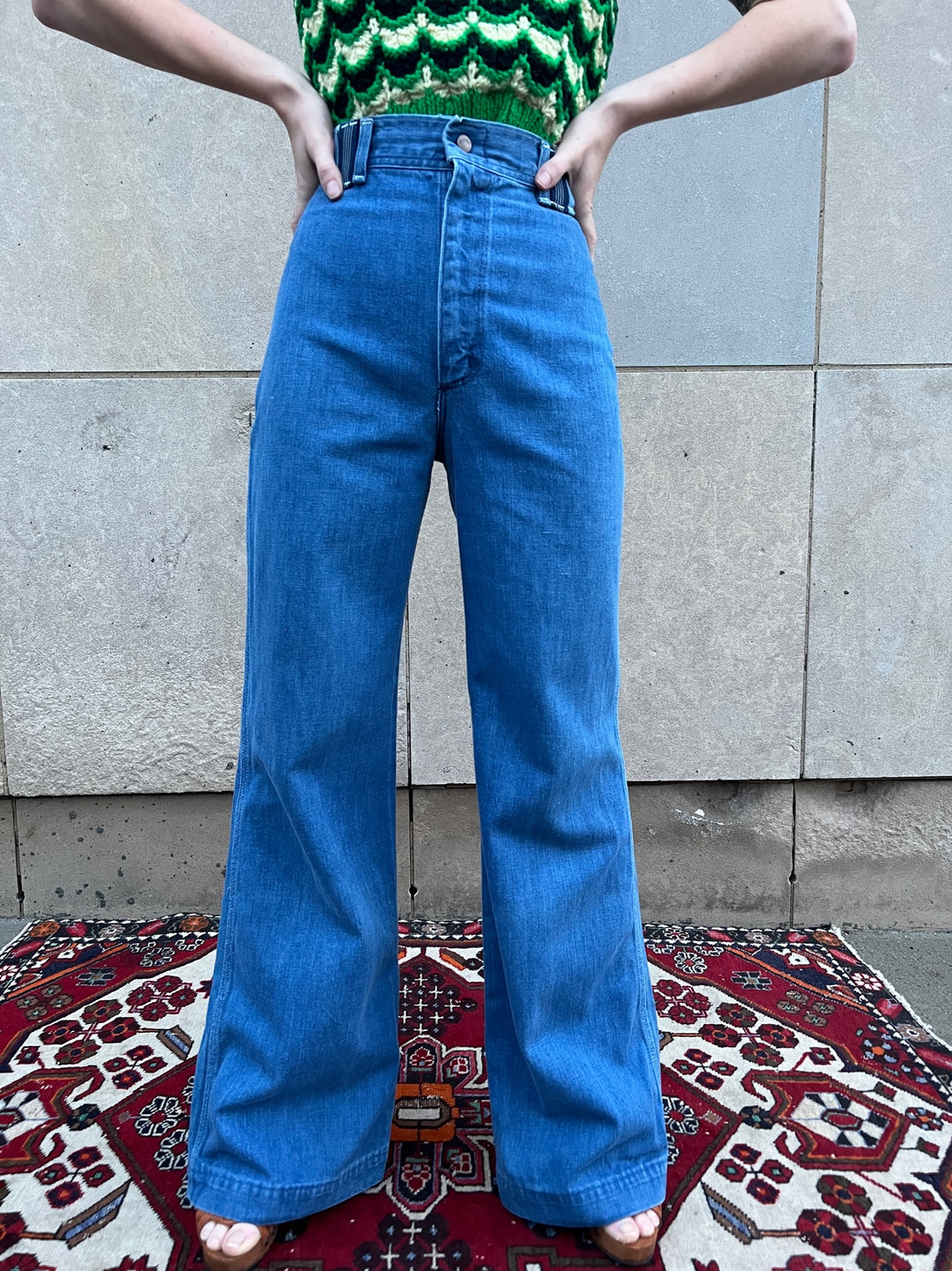 70s Bell Bottom Jeans, Wrangler, Unique Pocket Stitching