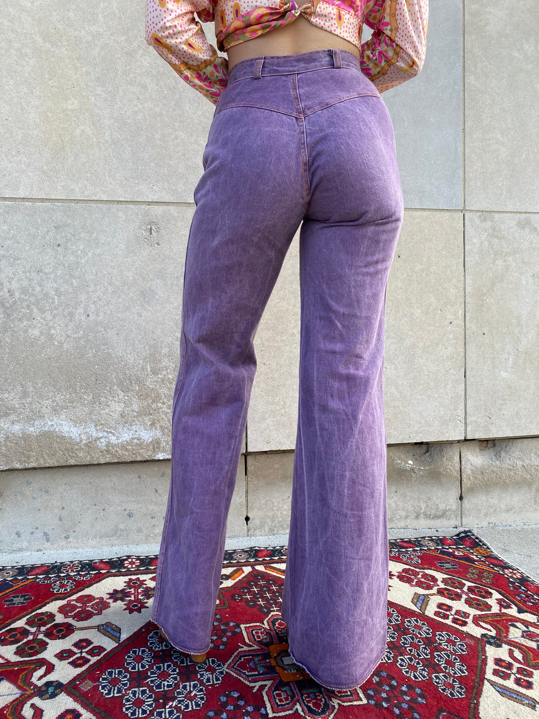 70s Purple Denim Bell Bottom Jeans