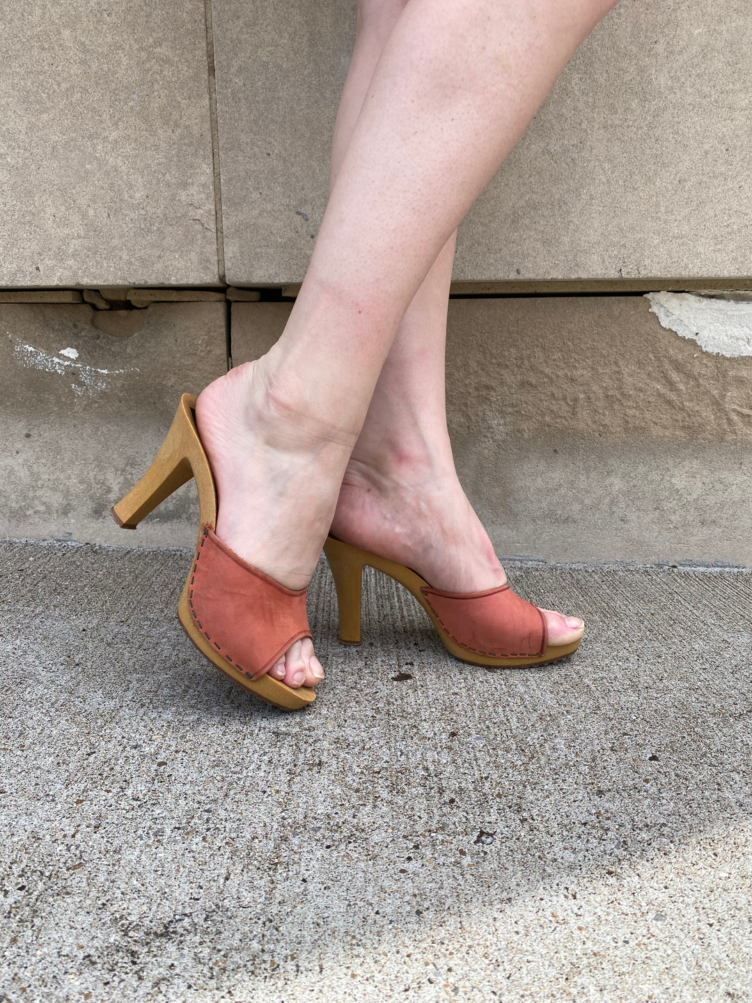 70s Pink Leather Mule Heel Shoes The Hip Zipper Nashville