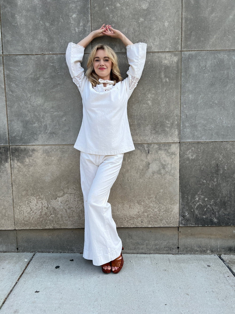 1970s White Cotton Set